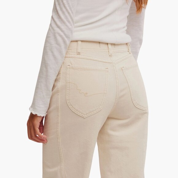 NWT FREE PEOPLEX WE THE FREE ASTER Seamed STRAIGHT-LEG JEANS In ECRU - Picture 9 of 15